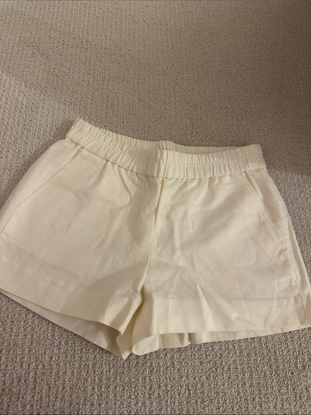 JCrew Cream Elastic-Waist Linen Shorts NWT